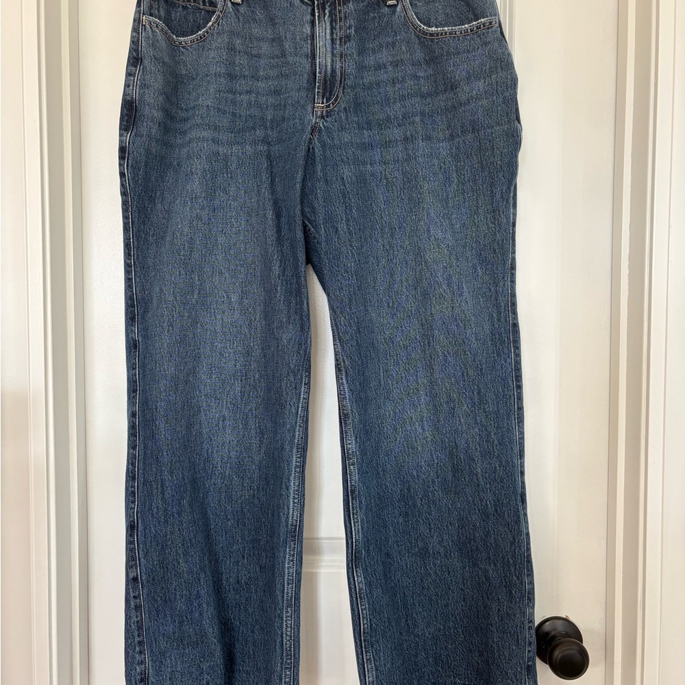NWOT Hollister Women's 12S Baggy Mid-Rise Wide Leg Jeans Blue Denim 5-Pocket